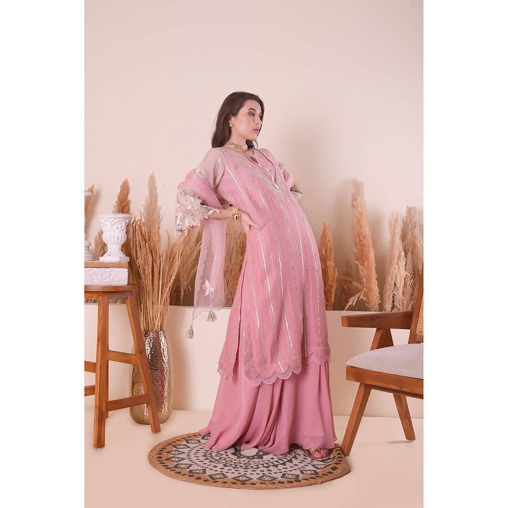 SURABHI ARYA Blush Bloom Kurta with Sharara - Pink