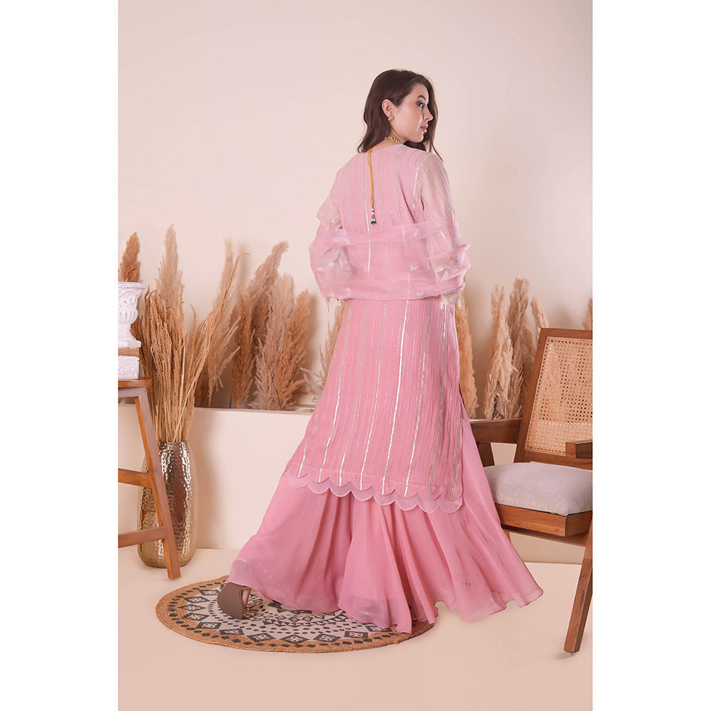 SURABHI ARYA Blush Bloom Kurta with Sharara - Pink