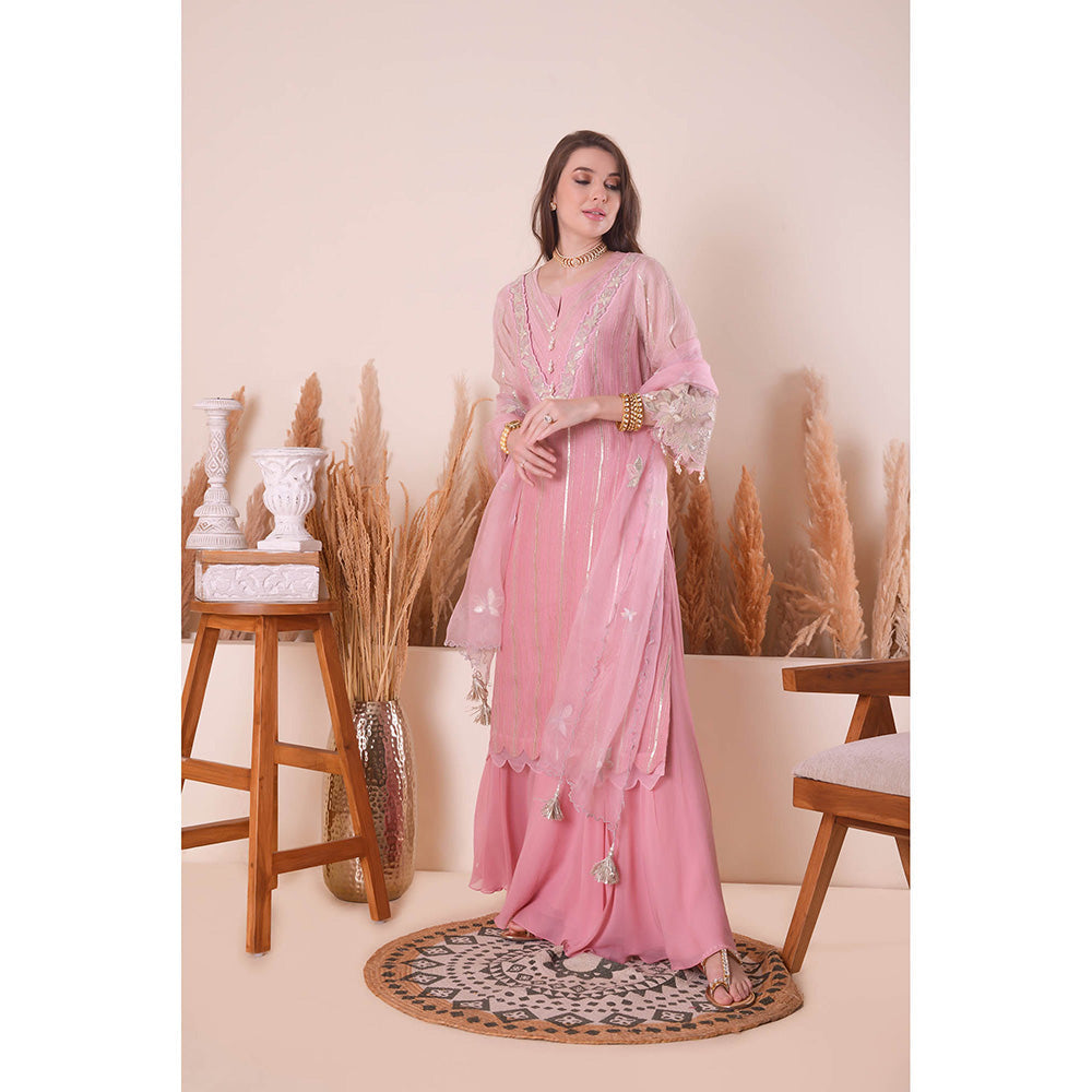 SURABHI ARYA Blush Bloom Kurta with Sharara - Pink