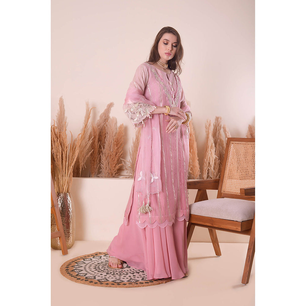 SURABHI ARYA Blush Bloom Kurta with Sharara - Pink