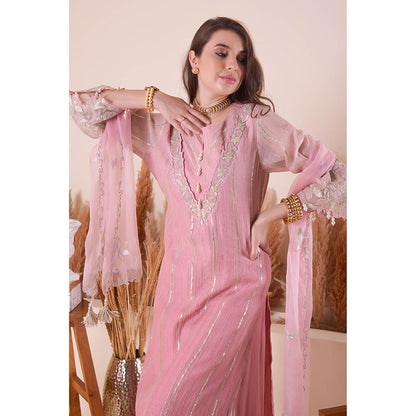 SURABHI ARYA Blush Bloom Kurta with Sharara - Pink