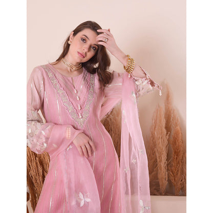 SURABHI ARYA Blush Bloom Kurta with Sharara - Pink