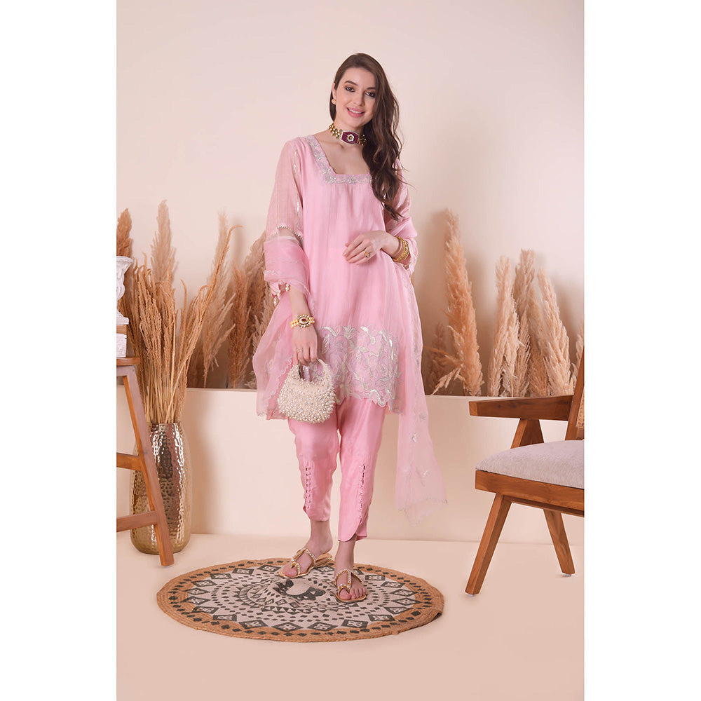 SURABHI ARYA Pink Pearl Harmony Kurta with Pant and Dupatta
