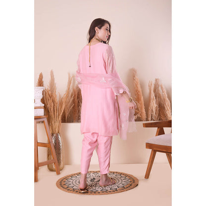 SURABHI ARYA Pink Pearl Harmony Kurta with Pant and Dupatta