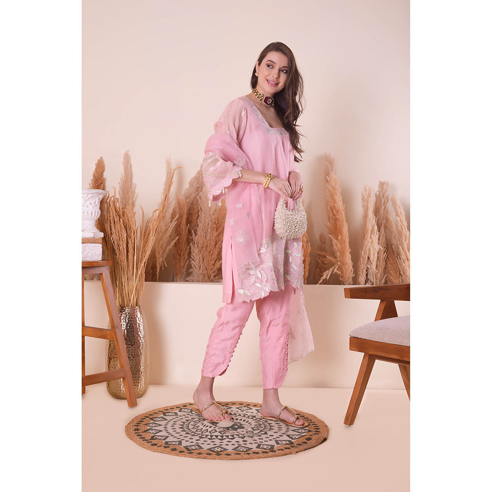 SURABHI ARYA Pink Pearl Harmony Kurta with Pant and Dupatta