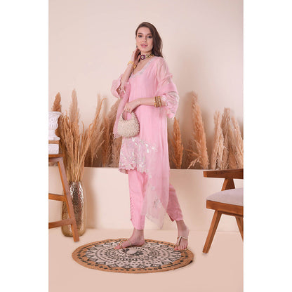 SURABHI ARYA Pink Pearl Harmony Kurta with Pant and Dupatta