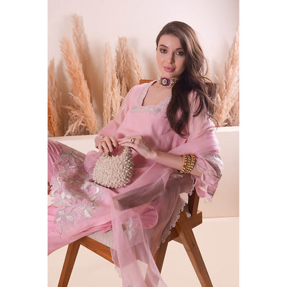 SURABHI ARYA Pink Pearl Harmony Kurta with Pant and Dupatta