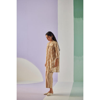 Surbhi Gupta Grey Short Gathered Shirt and Pant (Set of 2)