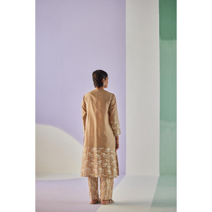 Surbhi Gupta Beige Yoke Kurta and Pant (Set of 2)