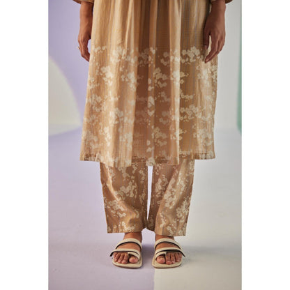 Surbhi Gupta Beige Yoke Kurta and Pant (Set of 2)