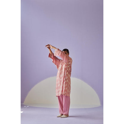 Surbhi Gupta Rose Pink Antifit Kurta and Pant (Set of 2)