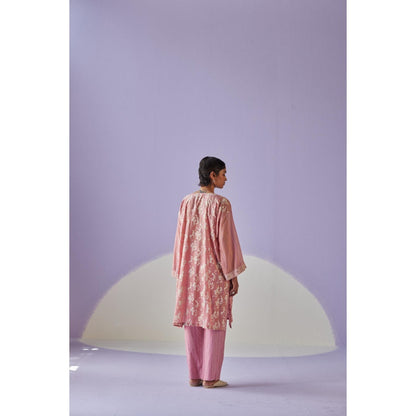 Surbhi Gupta Rose Pink Antifit Kurta and Pant (Set of 2)