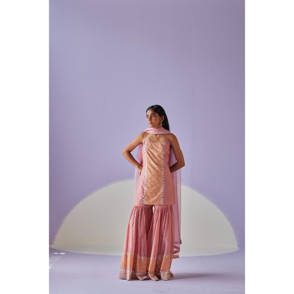 Surbhi Gupta Rose Pink Sharara with Kurta and Dupatta (Set of 3)