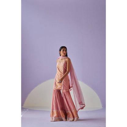 Surbhi Gupta Rose Pink Sharara with Kurta and Dupatta (Set of 3)