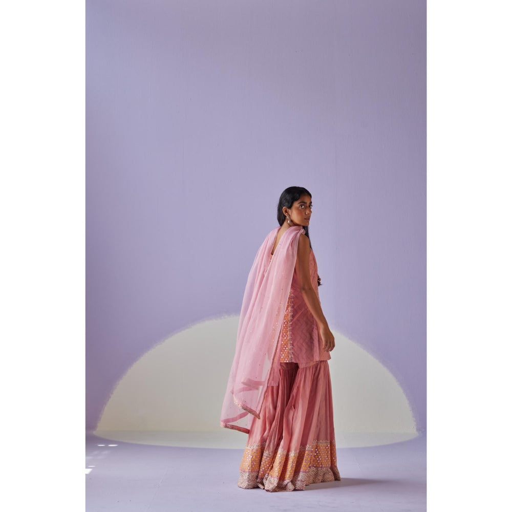 Surbhi Gupta Rose Pink Sharara with Kurta and Dupatta (Set of 3)