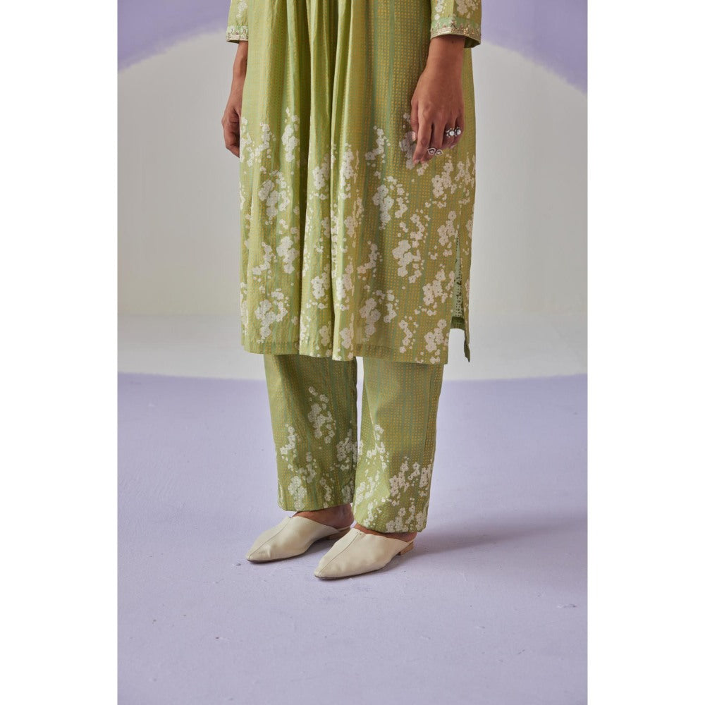 Surbhi Gupta Green Yoke Kurta and Pant (Set of 2)