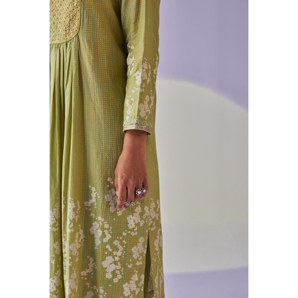 Surbhi Gupta Green Yoke Kurta and Pant (Set of 2)