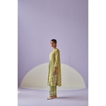 Surbhi Gupta Green Yoke Kurta and Pant (Set of 2)