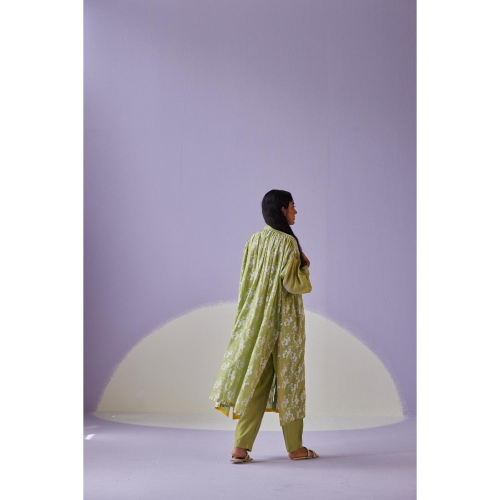 Surbhi Gupta Green Long Gathered Shirt and Pant (Set of 2)