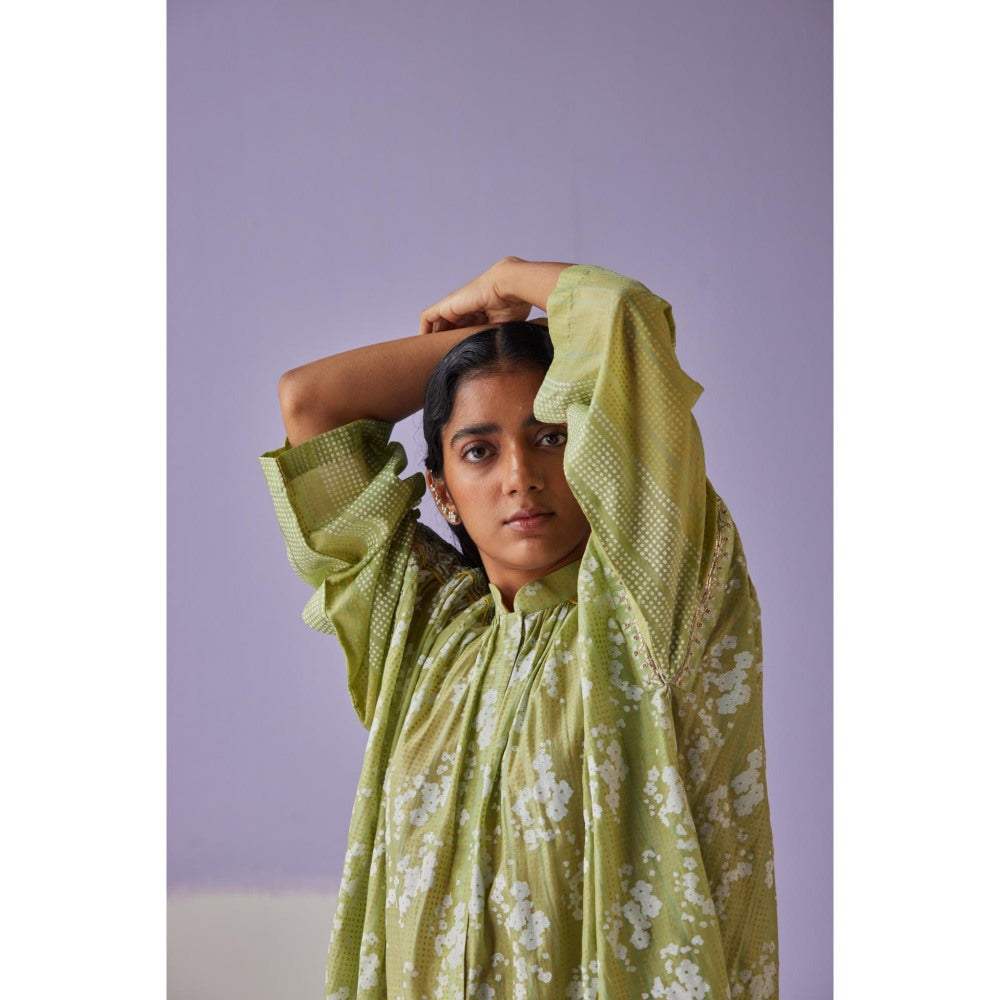 Surbhi Gupta Green Long Gathered Shirt and Pant (Set of 2)