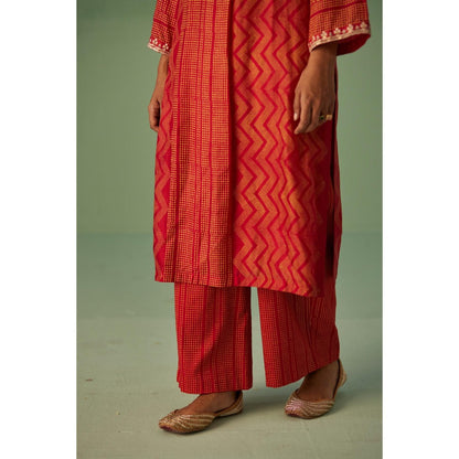 Surbhi Gupta Red Straight Kurta and Pant (Set of 2)
