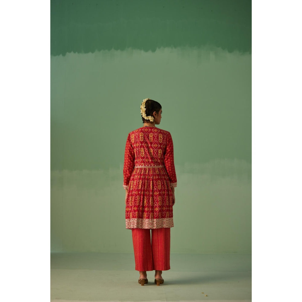 Surbhi Gupta Red Short Kurta and Pant (Set of 2)