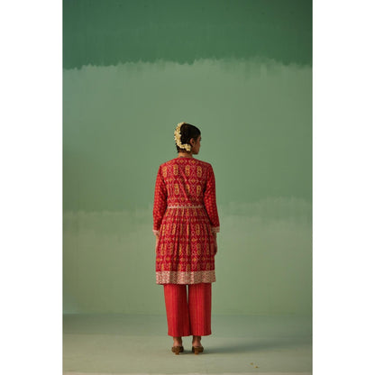 Surbhi Gupta Red Short Kurta and Pant (Set of 2)
