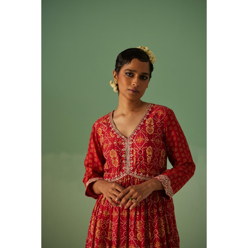 Surbhi Gupta Red Short Kurta and Pant (Set of 2)