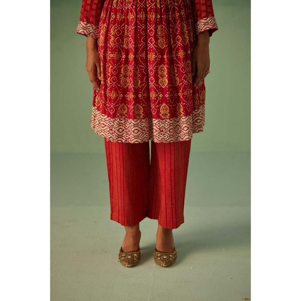Surbhi Gupta Red Short Kurta and Pant (Set of 2)