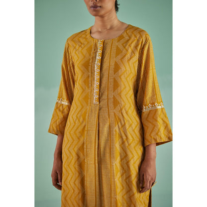 Surbhi Gupta Ochre Straight Kurta and Pant (Set of 2)