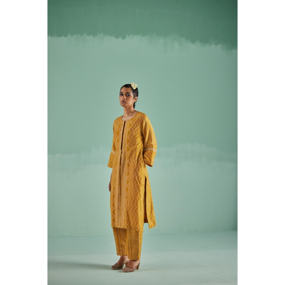 Surbhi Gupta Ochre Straight Kurta and Pant (Set of 2)