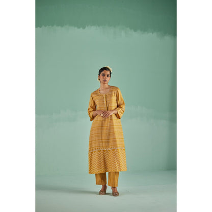 Surbhi Gupta Ochre A-Line Kurta and Pant (Set of 2)