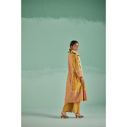 Surbhi Gupta Ochre Antifit Kurta and Pant (Set of 2)