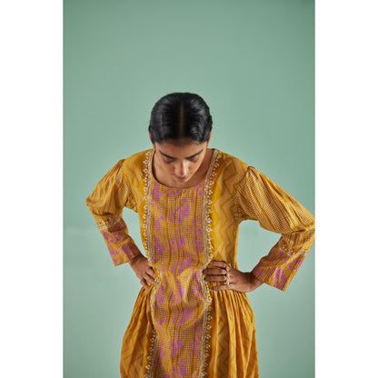 Surbhi Gupta Ochre Antifit Kurta and Pant (Set of 2)