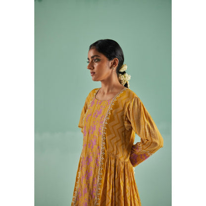 Surbhi Gupta Ochre Antifit Kurta and Pant (Set of 2)