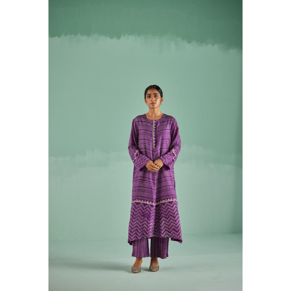 Surbhi Gupta Purple A-Line Kurta and Pant (Set of 2)