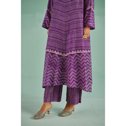 Surbhi Gupta Purple A-Line Kurta and Pant (Set of 2)