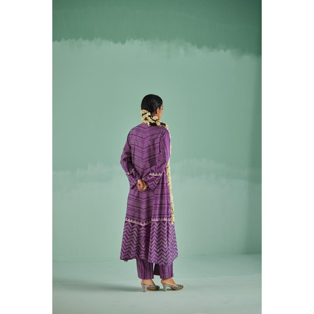Surbhi Gupta Purple A-Line Kurta and Pant (Set of 2)