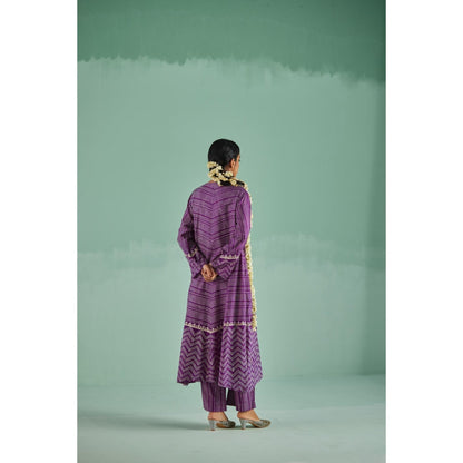 Surbhi Gupta Purple A-Line Kurta and Pant (Set of 2)