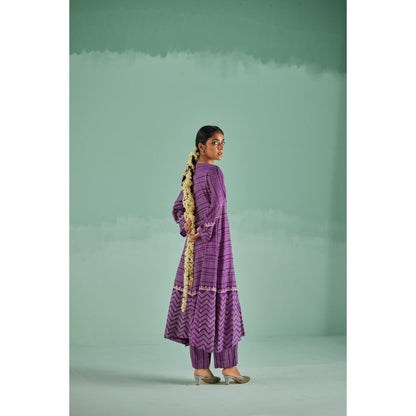 Surbhi Gupta Purple A-Line Kurta and Pant (Set of 2)