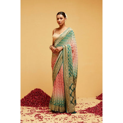 Suruchi Parakh Womens Green Handloom Saree and Unstitched Blouse