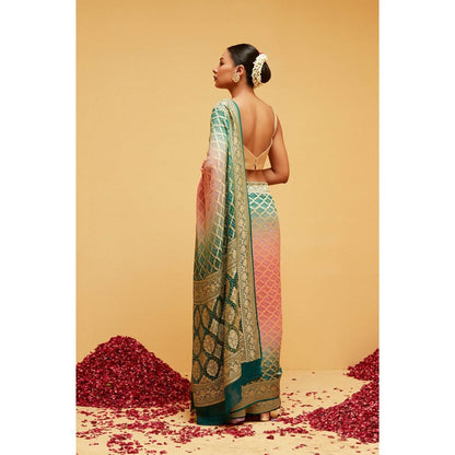 Suruchi Parakh Womens Green Handloom Saree and Unstitched Blouse