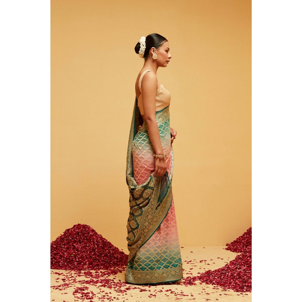 Suruchi Parakh Womens Green Handloom Saree and Unstitched Blouse