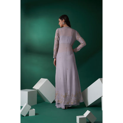 Suruchi Parakh Lavender Jacket with Skirt and Blouse (Set of 3)
