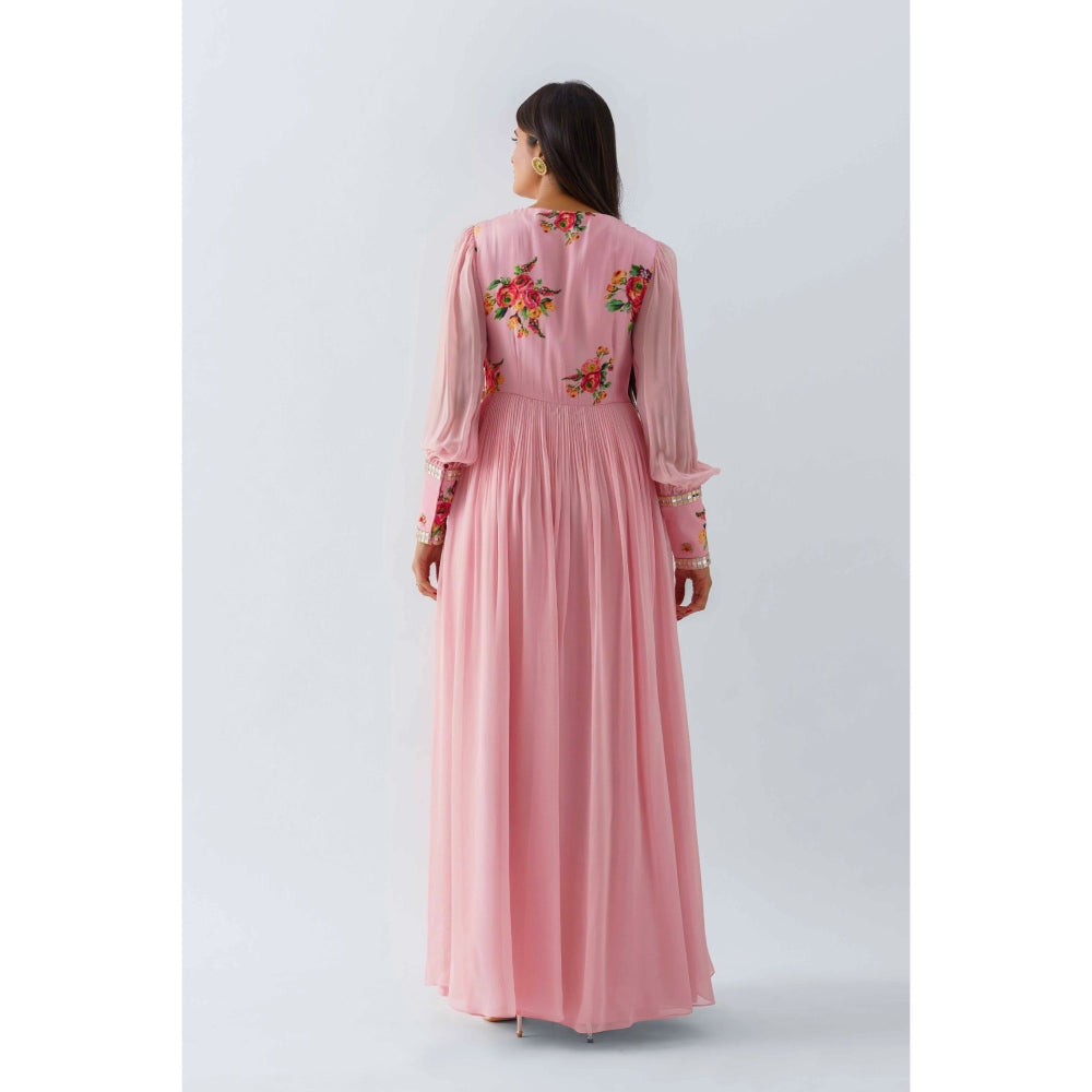 Suruchi Parakh Womens Pink Floral Print Maxi Dress