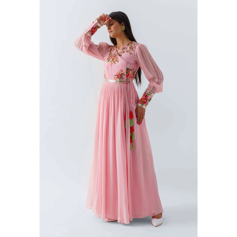 Suruchi Parakh Womens Pink Floral Print Maxi Dress
