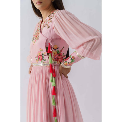 Suruchi Parakh Womens Pink Floral Print Maxi Dress