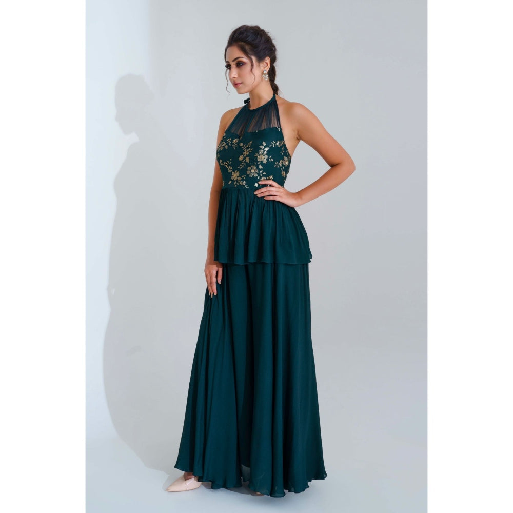 Suruchi Parakh Womens Teal Embellished Co-ord (Set of 2)