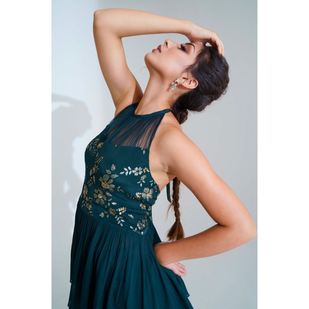 Suruchi Parakh Womens Teal Embellished Co-ord (Set of 2)