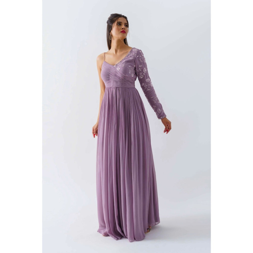 Suruchi Parakh Womens Lavender Embellished Maxi Dress